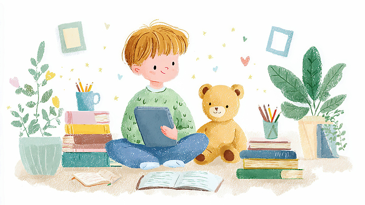 JPG 식물 어린이 컬러 일러스트 곰 놀이 실험 소년 책 학습 스터디 장난감 독서 공간 방 편안함 즐거움 오브젝트 호기심 주위 상상력 창의성 국내일러스트 AI일러스트 AI콘텐츠 동물 교육 남자 감정 컨셉 포유류 사람 감각 파일형식