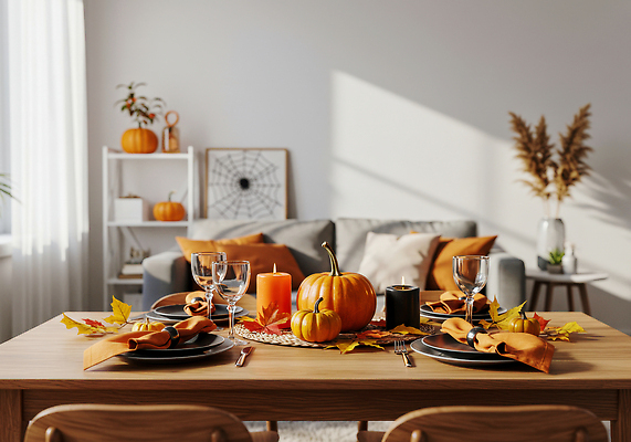 JPG 편집이미지 여유 단풍 촛불 식탁 호박 나뭇잎 따뜻함 장식 인테리어 주황색 할로윈 분위기 포근함 오브젝트 홈파티 편집실사 AI포토 AI콘텐츠 디자인 감정 컬러 컨셉 잎 채소 초 탁자 파티 감각 CG 파일형식