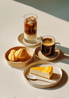 JPG 편집이미지 커피 음료 디저트 햇빛 과자 케이크 식사 카페 빵집 편안함 치즈케이크 오후 간편조리식품 편집실사 AI포토 AI콘텐츠 음식 태양 상점 감각 CG 파일형식