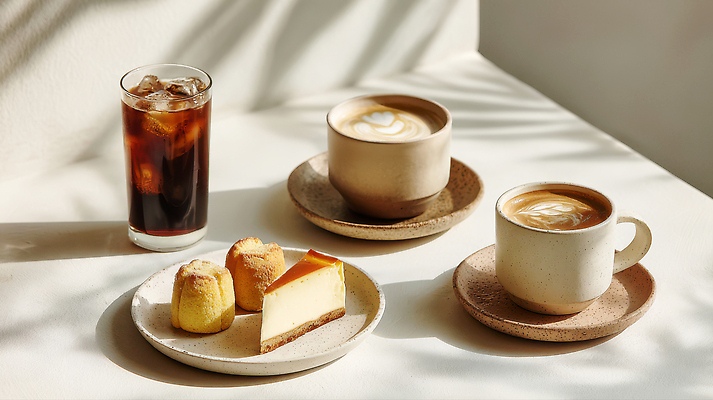 감정 커피 음료 음식 컨셉 과일 관계 디저트 태양 케이크 상점 CG 파일형식 AI콘텐츠 카페 아이스커피 레몬 치즈케이크 친구 여유 햇빛 순간 맛 즐거움 따뜻한음료 쿠키 편집실사 편집이미지 JPG AI포토