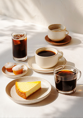 JPG 편집이미지 여유 커피 음료 탁자 디저트 여름 햇빛 쿠키 케이크 달콤 아이스커피 오후 맛있는 편집실사 AI포토 AI콘텐츠 계절 감정 음식 가구 태양 맛 CG 파일형식