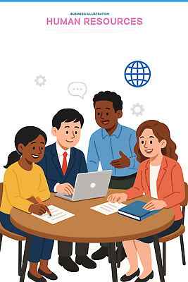 일러스트 비즈니스 회의 협력 아이디어 직장 노트북 업무 계획 토론 소통 국내일러스트 AI파일 컨셉 회사 전자제품 작업 파일형식 벡터