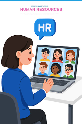 여자 일러스트 비즈니스 회의 커뮤니케이션 협력 직장 기술 표정 관리 대화 여러명 비즈니스라이프 컴퓨터 인사 업무 그룹 회의실 온라인 소통 국내일러스트 AI파일 라이프스타일 다수 컨셉 회사 말하기 사람 전자제품 예절 작업 파일형식 벡터