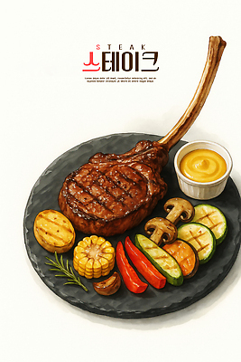 PSD 음식 일러스트 육류 스테이크 요리 장식 레스토랑 식사 맛 그릴 저녁 레시피 건강식 색감 식욕 국내일러스트 컨셉 식재료 주방용품 서양음식 식당 야간 파일형식