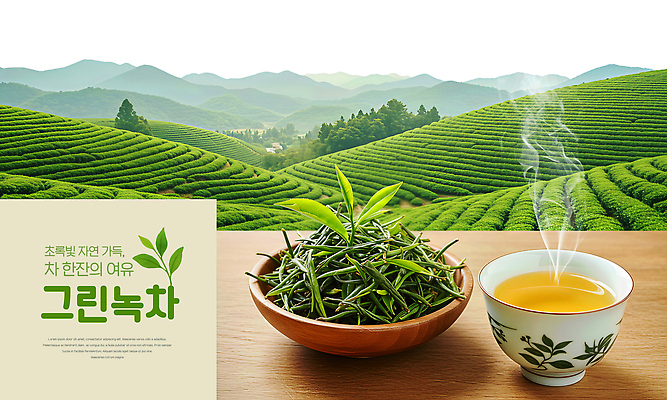 JPG 편집이미지 자연 파란색 다도 녹차 힐링 차밭 차잎 이미지편집 AI컴퓨터그래픽 AI콘텐츠 컬러 잎 밭 차_음료 예절 생태계 파일형식