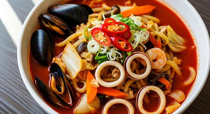 JPG 편집이미지 한식 채소 요리 식사 신선 면류 찌개 해산물 국물 정통 짬뽕 해물짬뽕 맛있는 편집실사 AI포토 AI콘텐츠 음식 CG 파일형식