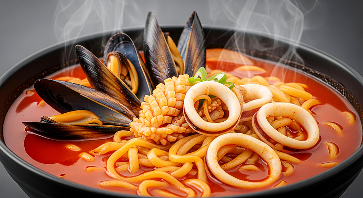 JPG 편집이미지 요리 식사 면류 맛 김 해산물 오징어 국수 홍합 문어 짬뽕 편집실사 AI포토 AI콘텐츠 음식 컨셉 어패류 연체동물 수중동물 해조류 CG 파일형식