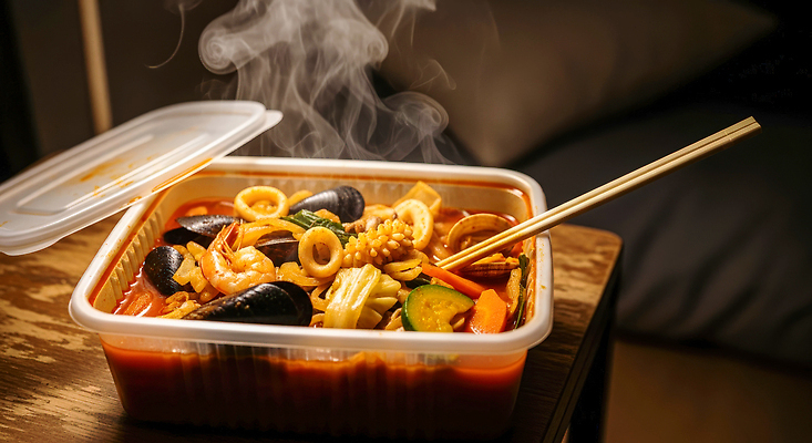 JPG 편집이미지 한식 음식 채소 식탁 요리 면류 맛 저녁 수증기 해산물 짬뽕 편집실사 AI포토 AI콘텐츠 컨셉 탁자 야간 CG 파일형식