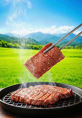 JPG 편집이미지 가족 자연 육류 스테이크 요리 초원 야외 여름 친구 그릴 바비큐 불판 한우 고기구이 이미지편집 AI컴퓨터그래픽 AI콘텐츠 계절 음식 식재료 관계 주방용품 서양음식 소고기 구이 생태계 파일형식