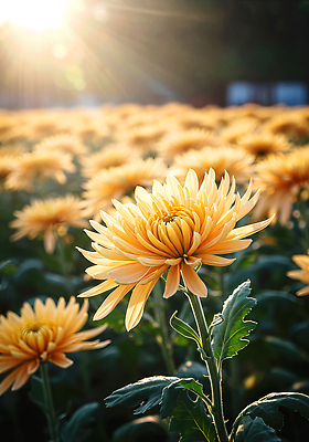 JPG 식물 편집이미지 꽃 꽃밭 자연 국화 풍경 햇빛 농장 정원 일몰 만개 뷰티풀 오후 편집실사 AI컴퓨터그래픽 AI콘텐츠 농업 태양 노을 CG 생태계 파일형식
