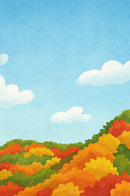 JPG 나무 꽃 컬러 단풍 일러스트 자연 하늘 생명 나뭇잎 풍경 평화 가을 화려 숲 외출 힐링 조화 뷰티풀 청명 국내일러스트 AI일러스트 AI콘텐츠 식물 계절 컨셉 잎 생태계 파일형식