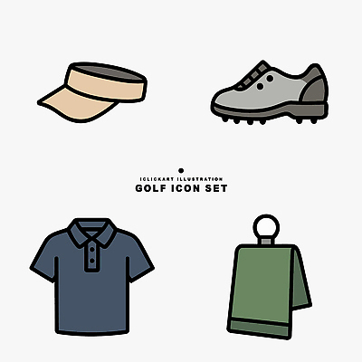아이콘 디자인 스포츠 티셔츠 유니폼 골프 장신구 야외 수건 운동 장비 골프화 2D아이콘 AI파일 옷 셔츠 골프용품 건강 위생용품 구기 파일형식 벡터