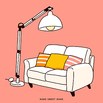 디자인 예술 컬러 가구 백그라운드 쿠션 거실 일러스트 조명 바닥 주택 인테리어 소파 공간 편안함 모던 스타일 국내일러스트 AI파일 생활용품 의자 건물 감각 파일형식 벡터