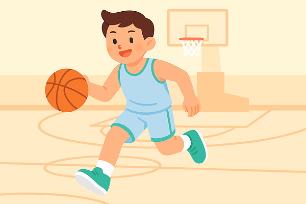 남자 어린이 스포츠 일러스트 공 모션 협력 농구 소년 여름 친구 달리기 운동 코트 체육 연습 즐거움 열정 드리블 국내일러스트 AI파일 계절 감정 관계 건강 사람 구기 외투 파일형식 벡터