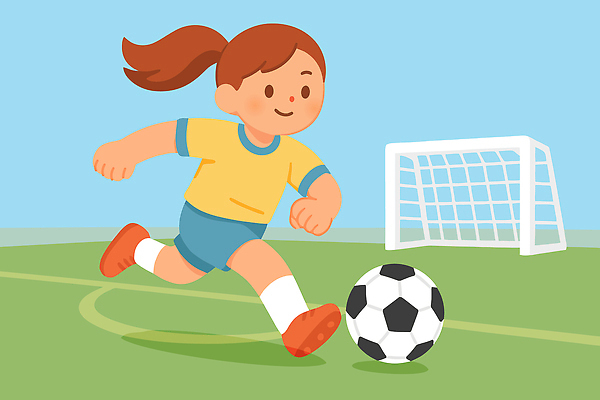 여자 어린이 스포츠 일러스트 축구공 모션 협력 잔디 야외 달리기 운동 축구 골대 연습 즐거움 골 놀기 국내일러스트 AI파일 식물 감정 공 축구용품 건강 사람 구기 파일형식 벡터