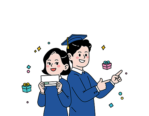 옷 여자 기념일 남자 행복 컬러 일러스트 졸업 불꽃 졸업식 선물 이벤트 두명 장식 친구 파티 기쁨 수능 축하 즐거움 대학교 수험생 순간 국내일러스트 AI파일 교육 감정 컨셉 학교 관계 고등학생 불 사람 시험 파일형식 벡터