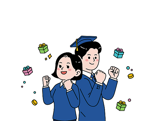 학생 드레스 기념일 행복 일러스트 성공 졸업식 기념 선물 이벤트 친구 파티 축제 기쁨 수능 축하 수험생 뷰티풀 순간 국내일러스트 AI파일 옷 감정 컨셉 졸업 관계 고등학생 시험 파일형식 벡터