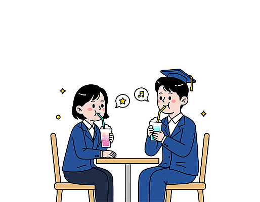 기념일 문화 음료 일러스트 졸업 협력 기념 대화 미소 청년 친구 카페 기쁨 수능 모임 만남 축하 즐거움 대학교 수험생 소통 사교 순간 국내일러스트 AI파일 교육 감정 컨셉 학교 관계 고등학생 표정 말하기 이벤트 성인 상점 시험 파일형식 벡터