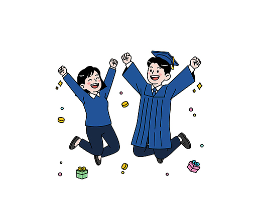 학생 기념일 행복 일러스트 졸업 학교 청소년 성공 기념 표정 사탕 선물 친구 파티 점프 축제 기쁨 수능 축하 수험생 세레모니 순간 국내일러스트 AI파일 교육 감정 컨셉 관계 모션 고등학생 디저트 사람 이벤트 시험 파일형식 벡터