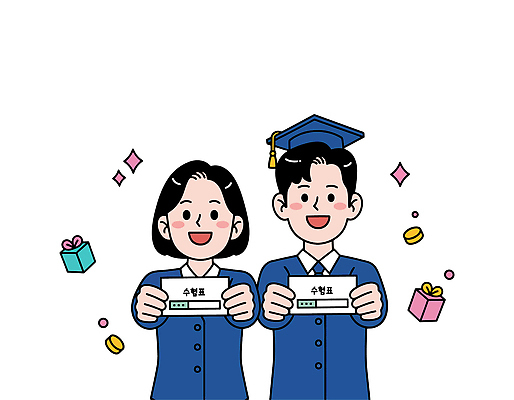 학생 커플 교육 어린이 백그라운드 일러스트 졸업 학교 성공 기념 이벤트 친구 소풍 기쁨 수능 축하 즐거움 수험생 밝은색 학위 국내일러스트 AI파일 감정 컨셉 관계 고등학생 사람 야외활동 시험 파일형식 벡터