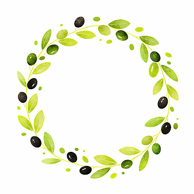 JPG 식물 디자인 예술 컬러 잎 패턴 일러스트 자연 생명 가지 장식 초록색 검은색 신선 원형 테두리 올리브 조화 국내일러스트 AI일러스트 AI콘텐츠 도형 열매 무늬 채소 생태계 파일형식