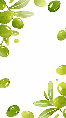 JPG 식물 디자인 열매 예술 컬러 백그라운드 잎 일러스트 자연 수채화 장식 초록색 흰색 신선 오브젝트 올리브 서식 장면 뷰티풀 테마 국내일러스트 AI일러스트 AI콘텐츠 생태계 파일형식