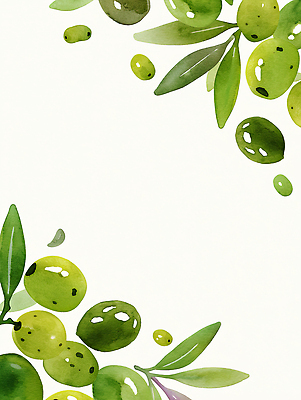 JPG 나무 식물 디자인 열매 예술 백그라운드 잎 일러스트 자연 수채화 건강 장식 초록색 여름 신선 올리브 뷰티풀 국내일러스트 AI일러스트 AI콘텐츠 계절 컬러 생태계 파일형식