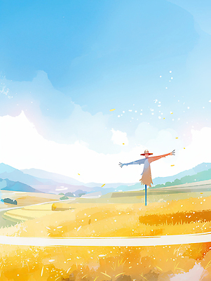 JPG 농업 일러스트 자연 하늘 바람 산 풍경 초원 일상 농작물 햇빛 태양 평화 자유 금색 수확 가을 농촌 허수아비 뷰티풀 국내일러스트 AI일러스트 AI콘텐츠 자연요소 계절 산업 컬러 컨셉 날씨 라이프 시골 생태계 파일형식