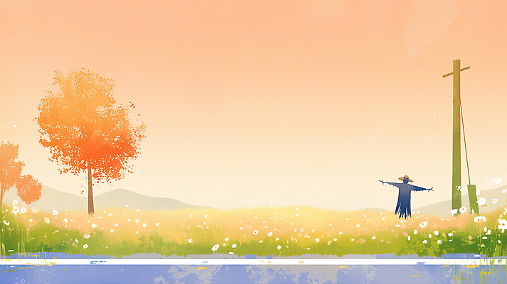 JPG 나무 일러스트 자연 생명 바람 풍경 초원 평화 노을 희망 고요 일몰 들꽃 가을 농촌 비교 허수아비 뷰티풀 색감 한가함 국내일러스트 AI일러스트 AI콘텐츠 자연요소 식물 계절 꽃 감정 컨셉 농업 날씨 시골 생태계 파일형식