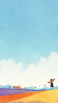 JPG 나무 일러스트 자연 조류 풍경 초원 일상 농작물 햇빛 평화 마을 농사 가을 농기구 허수아비 조용 국내일러스트 AI일러스트 AI콘텐츠 식물 동물 계절 컨셉 농업 라이프 태양 생태계 파일형식