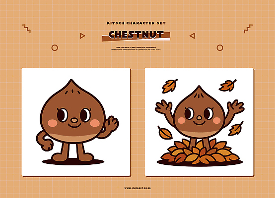 캐릭터 손 디자인 일러스트 놀이 나뭇잎 풍경 귀여움 표현 밤 즐거움 감성 조화 밤캐릭터 색감 아기자기 키치 일러캐릭터 AI파일 감정 컨셉 잎 신체부위 견과류 파일형식 벡터