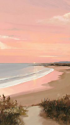 JPG 파도 바다 분홍색 컬러 일러스트 자연 하늘 바람 풍경 해변 물 모래사장 주황색 일몰 저녁 그림 부드러움 조용 국내일러스트 AI일러스트 AI콘텐츠 자연요소 날씨 노을 감각 야간 생태계 파일형식