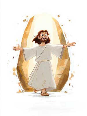 JPG 전통 기념일 종교 상징 일러스트 사랑 사람 여러명 믿음 축제 성경 희망 기쁨 무덤 예수 변화 장면 부활 환영 영광 국내일러스트 AI일러스트 AI콘텐츠 감정 다수 컨셉 종교용품 이벤트 신_종교 파일형식