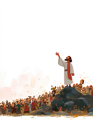 JPG 종교 일러스트 수업 이야기 여러명 평화 듣기 모임 예수 가르침 메시지 군중 감동 공동체 영감 국내일러스트 AI일러스트 AI콘텐츠 교육 감정 다수 컨셉 모션 사람 신_종교 파일형식