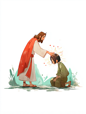 JPG 행복 종교 어린이 일러스트 사랑 소년 평화 성경 희망 기도 마음 예수 축복 기적 그림 긍정 무릎 신성 동정 국내일러스트 AI일러스트 AI콘텐츠 남자 감정 컨셉 종교용품 사람 신체부위 신_종교 파일형식