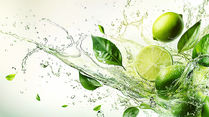 JPG 편집이미지 음료 컬러 잎 과일 자연 건강 물 여름 에너지 물방울 신선 라임 상큼 청량음료 편집실사 AI컴퓨터그래픽 AI콘텐츠 자연요소 식물 계절 CG 생태계 파일형식