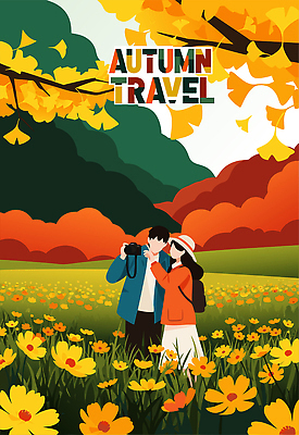 나무 커플 행복 컬러 여행 백그라운드 꽃밭 일러스트 모션 자연 사랑 풍경 촬영 축제 금색 찡그림 즐거움 가을여행 순간 국내일러스트 AI파일 식물 꽃 감정 관계 표정 생태계 파일형식 벡터 가을_계절