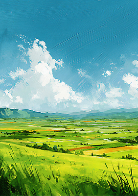 JPG 일러스트 자연 하늘 생명 풍경 초원 초록색 여름 강 농경지 평화 대기 지평선 산골 뷰티풀 국내일러스트 AI일러스트 AI콘텐츠 계절 컬러 컨셉 농장 생태계 파일형식