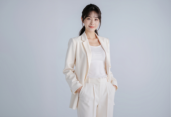 JPG 모델 편집이미지 옷 여자 패션 포즈 정장 촬영 흰색 자신감 분위기 심플 뷰티풀 의료성형뷰티 스타일 편집실사 AI인물포토 AI콘텐츠 감정 컬러 컨셉 사람 CG 파일형식 AI포토