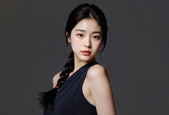 JPG 모델 편집이미지 긴머리 헤어스타일 패션 포즈 검은배경 스튜디오 미소 뷰티 사진촬영 뷰티풀 의료성형뷰티 스타일 세련 편집실사 AI인물포토 AI콘텐츠 백그라운드 표정 검은색 촬영 CG 파일형식 AI포토