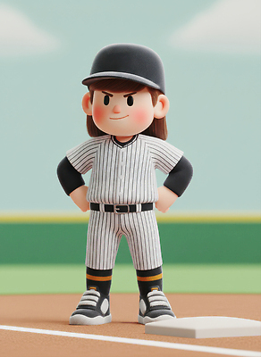 JPG 편집이미지 캐릭터 긴머리 어린이 스포츠 포즈 유니폼 놀이 경기 친구 운동 귀여움 야구 자신감 야구장 편집3D AI컴퓨터그래픽 AI콘텐츠 헤어스타일 옷 감정 컨셉 스포츠시설 관계 건강 사람 3D 구기 파일형식