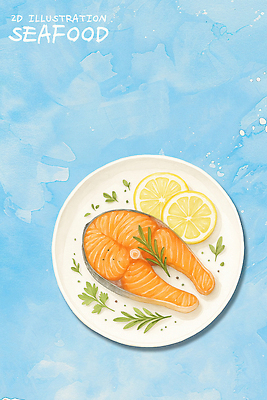 PSD 접시 음식 일러스트 스테이크 요리 파란색 식사 해물요리 가공식품 레몬 허브 해산물 연어 건강식 플레이트 간편조리식품 국내일러스트 식물 식기 컬러 과일 서양음식 어류 스키용품 파일형식