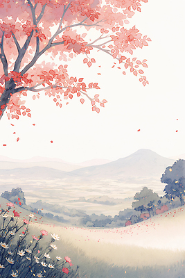 JPG 나무 꽃 컬러 단풍 잎 일러스트 자연 하늘 바람 산 풍경 초원 평화 정원 가을 뷰티풀 색감 국내일러스트 AI일러스트 AI콘텐츠 자연요소 식물 계절 컨셉 날씨 생태계 파일형식