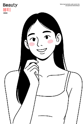 캐릭터 손 여자 감정 얼굴 컬러 백그라운드 일러스트 미소 민소매 화장 뷰티 표현 즐거움 그림 단순화된 뷰티풀 상상력 스타일 국내일러스트 AI파일 상의 표정 사람 신체부위 파일형식 벡터