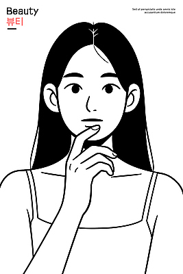 여자 감정 얼굴 포즈 백그라운드 생각 일러스트 손가락 흑백 미소 뷰티 표현 집중 그림 단순화된 스타일 국내일러스트 AI파일 손 컨셉 촬영기법 표정 사람 신체부위 파일형식 벡터