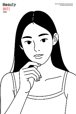 모델 디자인 여자 패션 얼굴 선 일러스트 손가락 표정 사람 뷰티 일본 고요 표현 모던 그림 뷰티풀 스타일 국내일러스트 AI파일 손 아시아 신체부위 파일형식 벡터