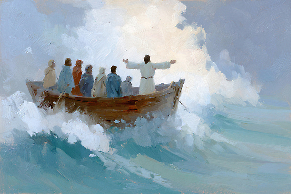 JPG 기독교 종교 바다 일러스트 수업 이야기 믿음 성경 기도 예수 가르침 메시지 기적 제자들 폭풍우 풍랑 국내일러스트 AI일러스트 AI콘텐츠 교육 감정 파도 종교용품 신_종교 비_날씨 자연재해 파일형식