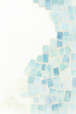 JPG 디자인 예술 컬러 백그라운드 패턴 일러스트 재료 수채화 바닥 주택 실내 장식 파란색 화장 흰색 분위기 타일 그림 질감 부드러움 조화 국내일러스트 AI일러스트 AI콘텐츠 컨셉 무늬 내부 건물 뷰티 감각 파일형식