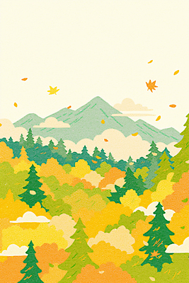 JPG 나무 컬러 일러스트 자연 하늘 날리기 바람 나뭇잎 산 풍경 고요 산책 등산 금색 가을 숲속 숲 조화 뷰티풀 국내일러스트 AI일러스트 AI콘텐츠 자연요소 식물 계절 잎 모션 날씨 휴식 트래킹 생태계 파일형식