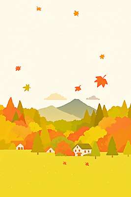 JPG 컬러 일러스트 자연 바람 나뭇잎 산 주택 풍경 야외 빨간색 초록색 노란색 고요 감상 흐름 가을 변화 떨어짐 뷰티풀 풍경화 국내일러스트 AI일러스트 AI콘텐츠 자연요소 계절 컨셉 잎 날씨 건물 그림 생태계 파일형식